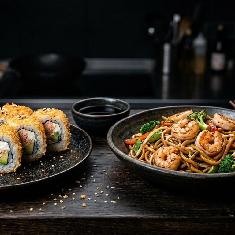 Somon Tempura Roll + Karidesli Noodle + 1 Coca Cola 330 ml