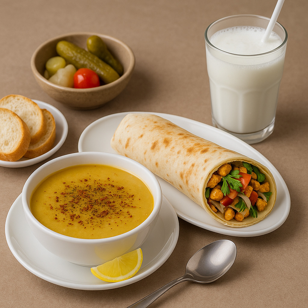 Tavuk Tantuni Dürüm, Çorba ve Ayran Menü