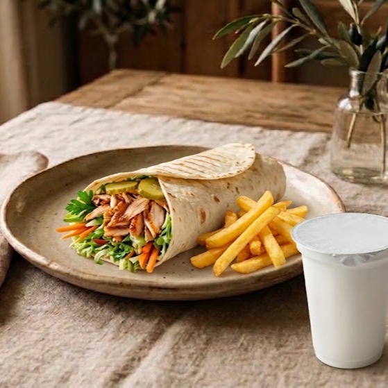 Tavuk Döner Dürüm & Patates & Ayran Menü