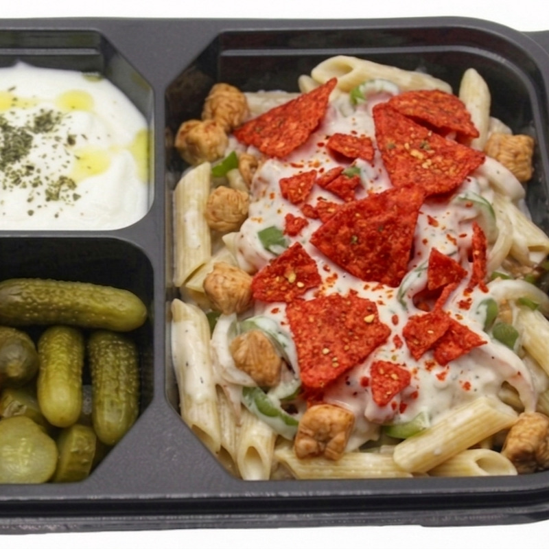Acı Soslu Doritos Ranch Soslu Tavuk Soteli Makarna