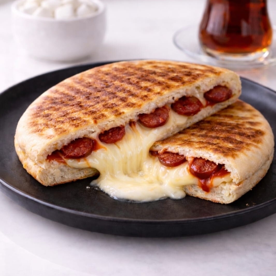 Bazlama Sucuklu Kaşarlı Tost