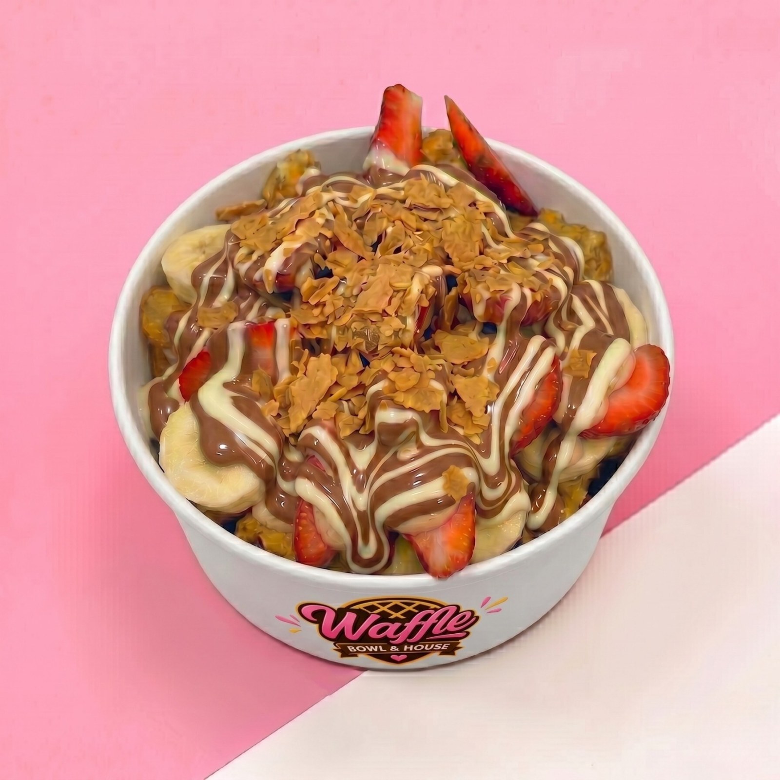 Krep Kırıklı Çikolata Şehri Waffle Bowl (Büyük)