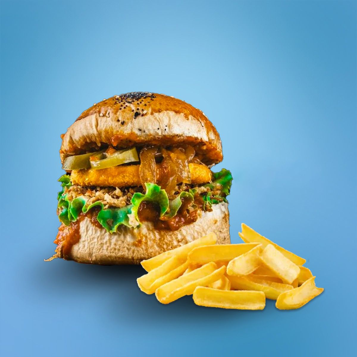 Meksikan Chicken Burger & Patates Kızartması