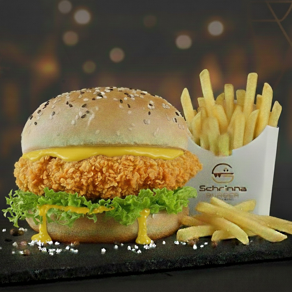 Çıtır Tavuk Burger (Ballı Acılı Soslu) & Patates Kızartması