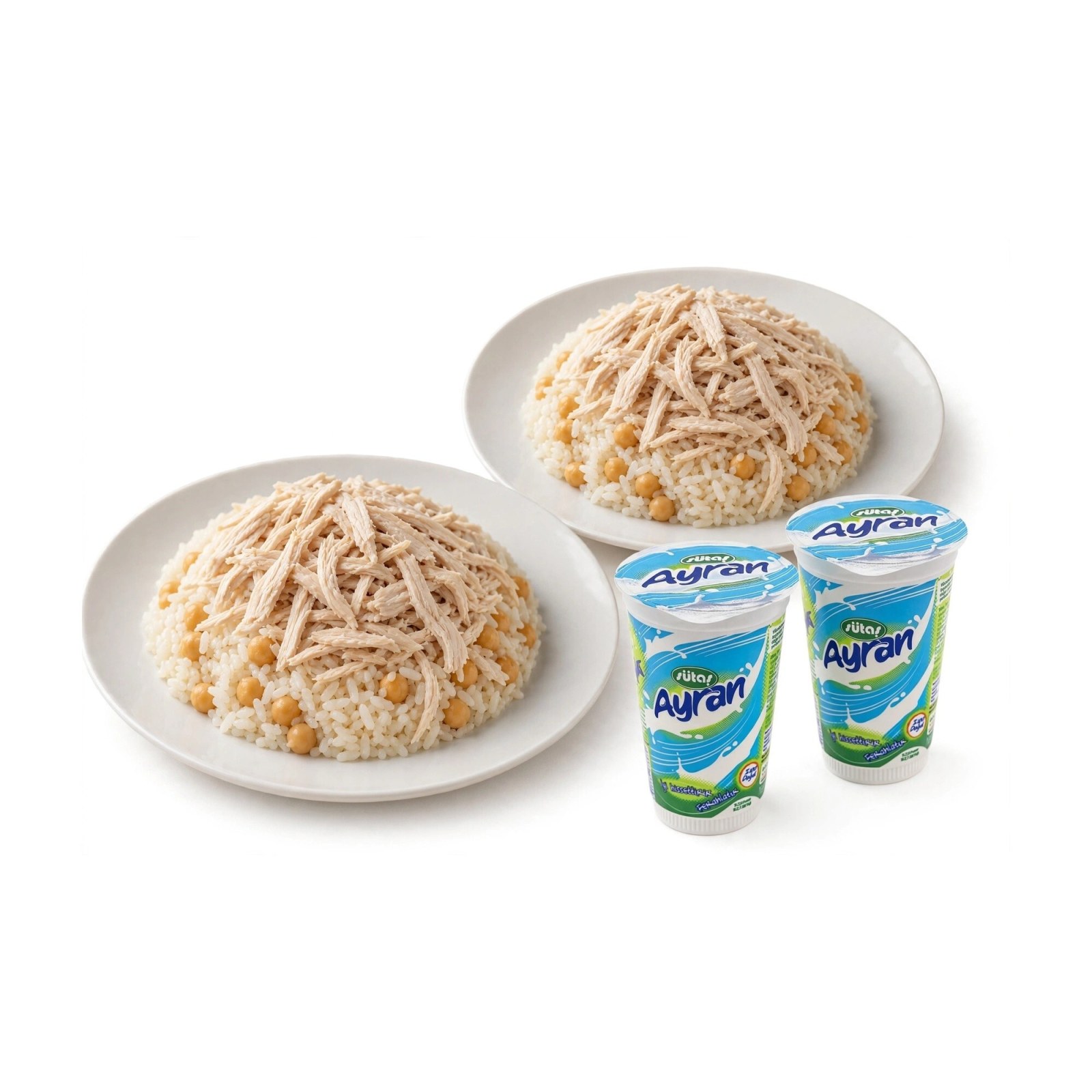 2 tavuk pilav + 2 ayran