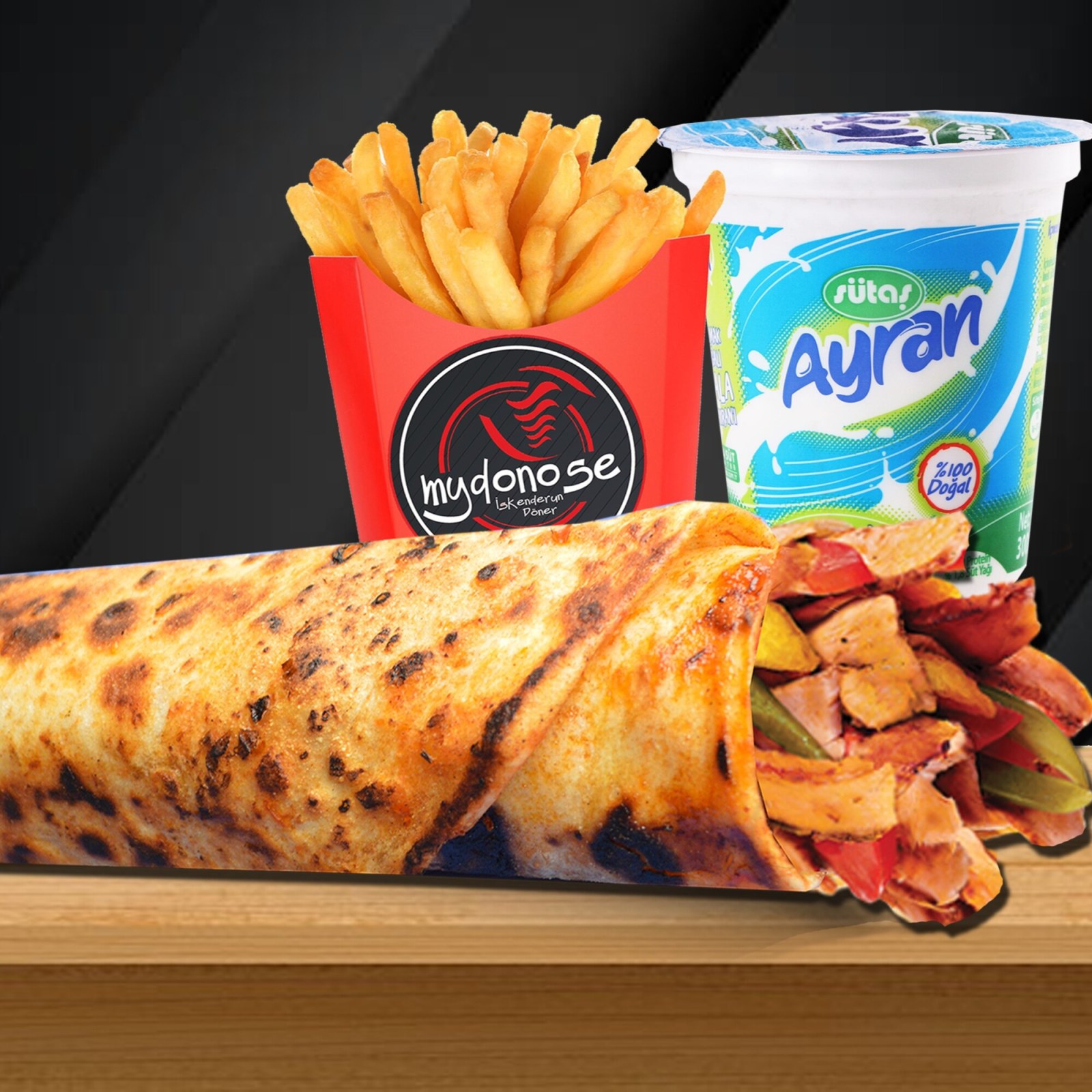 Tavuk Dürüm Ayran Menü ( 80 gr)