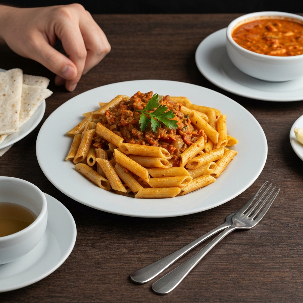 Köri Soslu Tavuklu Penne