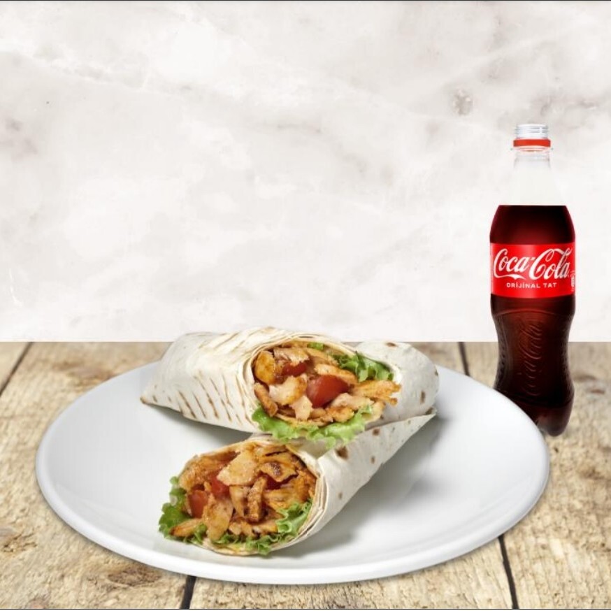 100 Gr lavaş Tavuk Döner ile Lezzeti Büyük 450 Ml Cola Cola