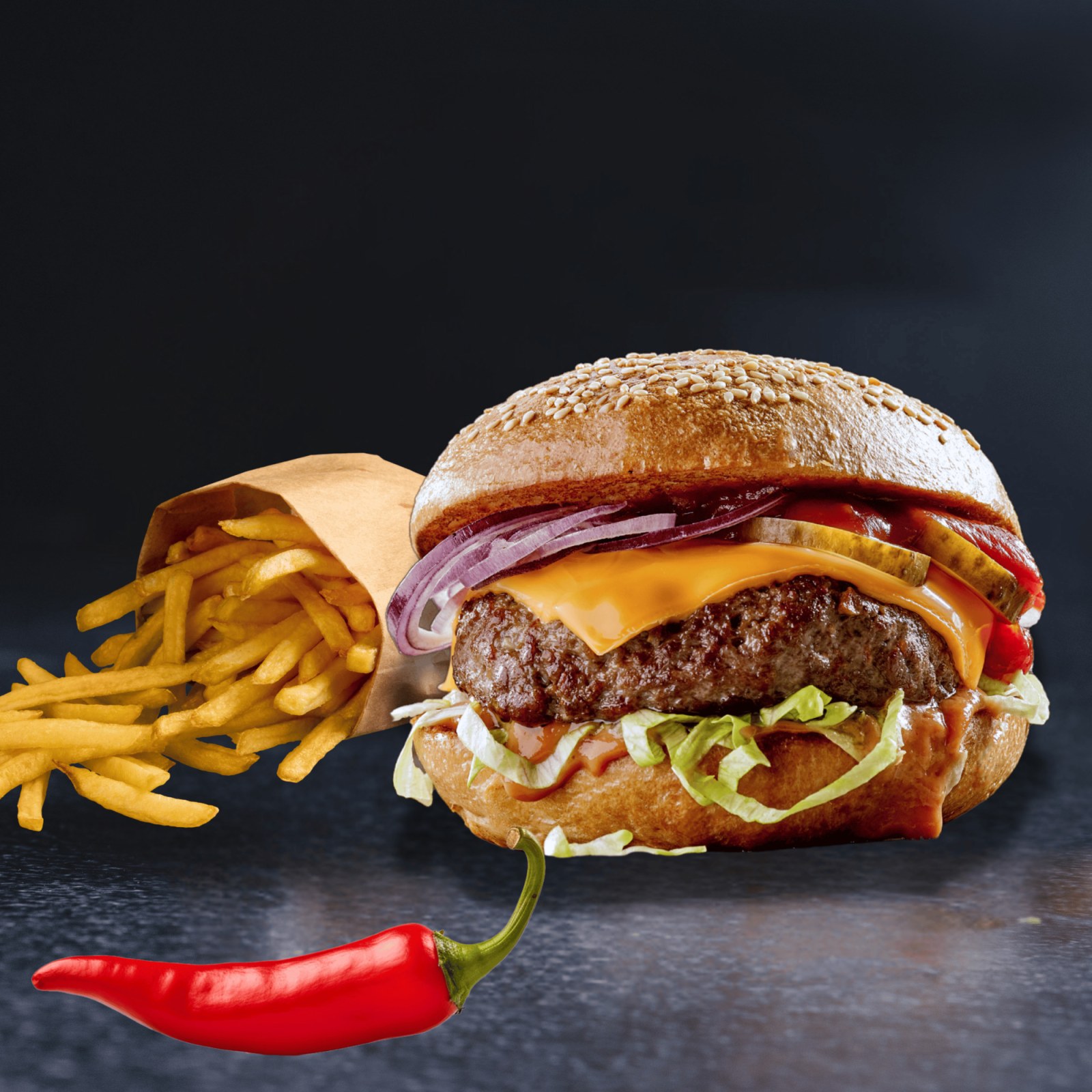 Acılı Cheddar Et Burger
