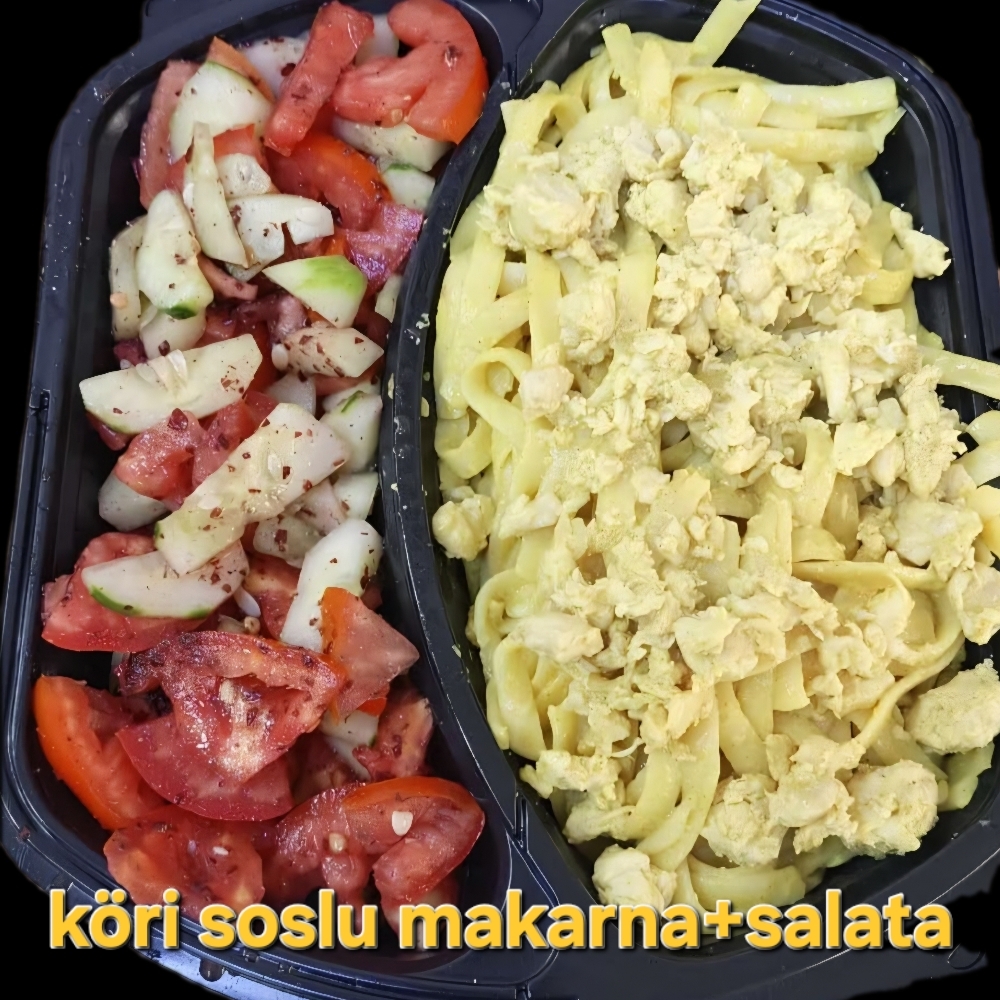 köri soslu tavuklu makarna