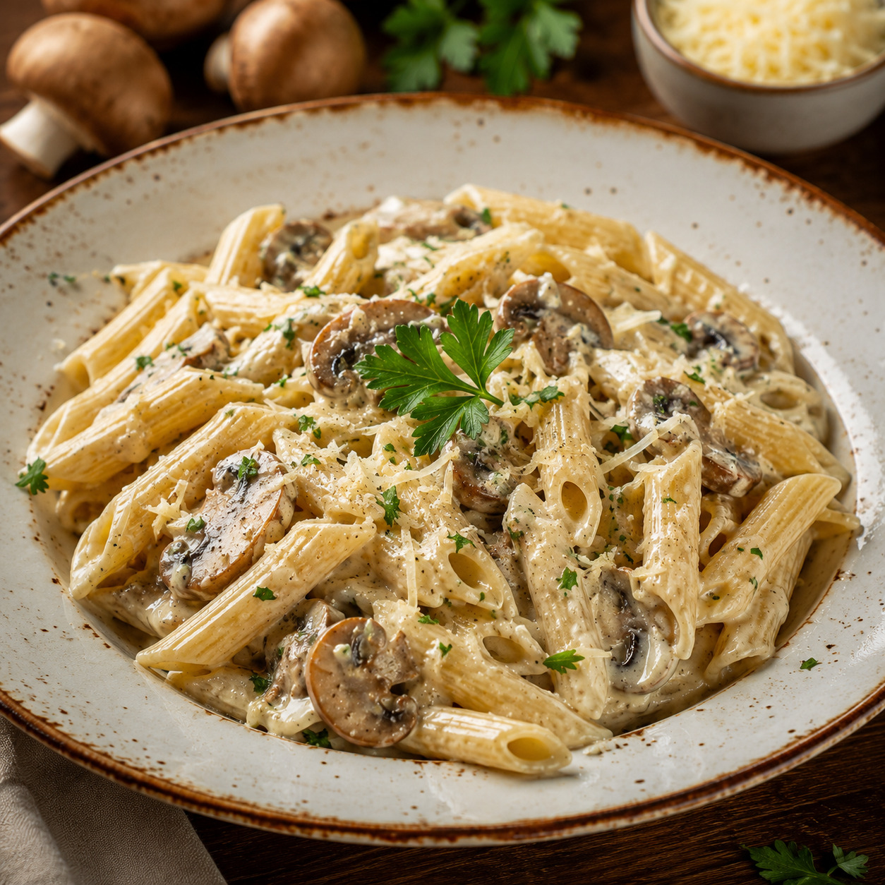 Mantarlı Kremalı Penne