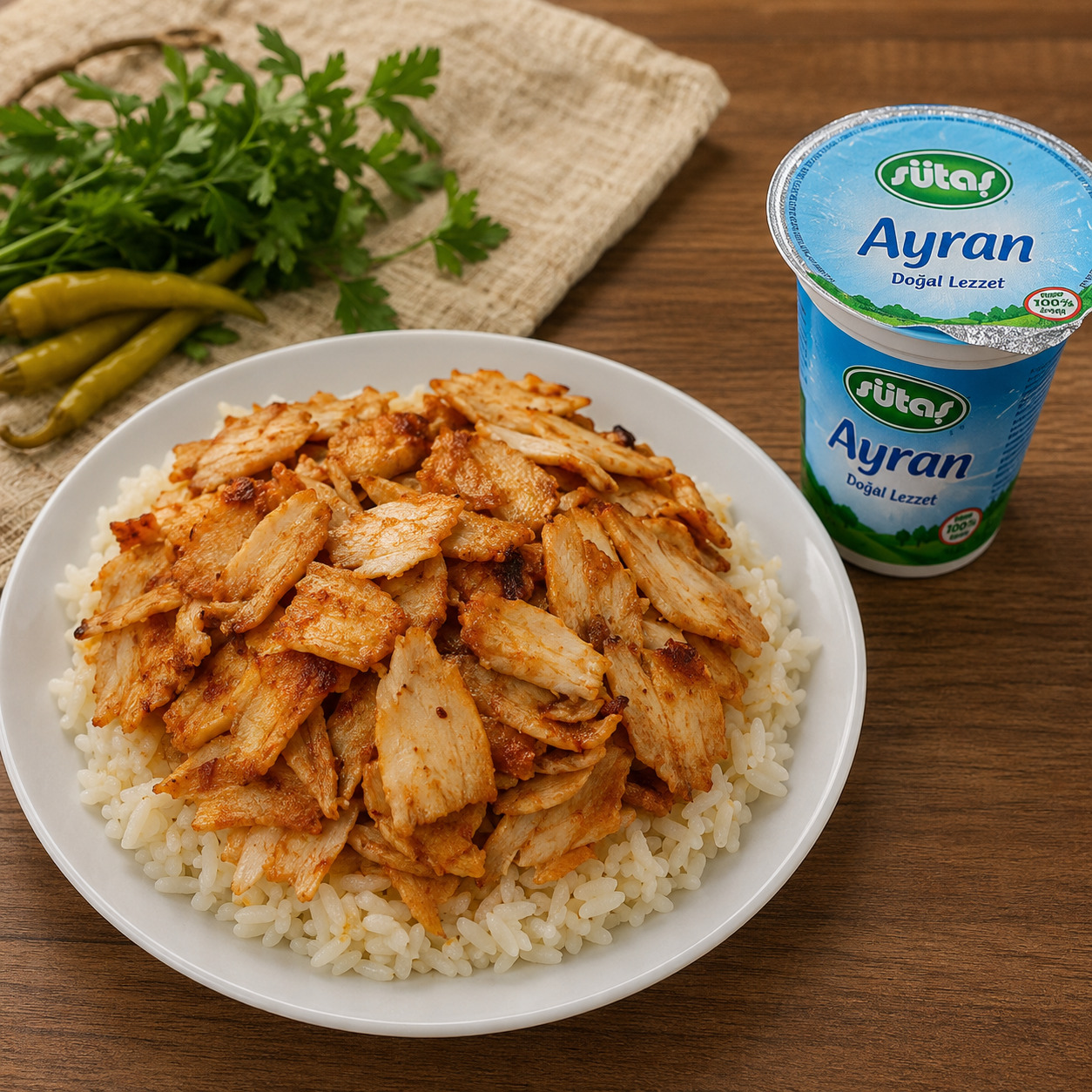 Pilav Üstü Döner + Ayran