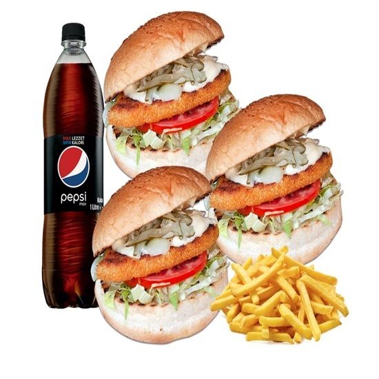 3'Lü İso Tavuk Hamburger Menü