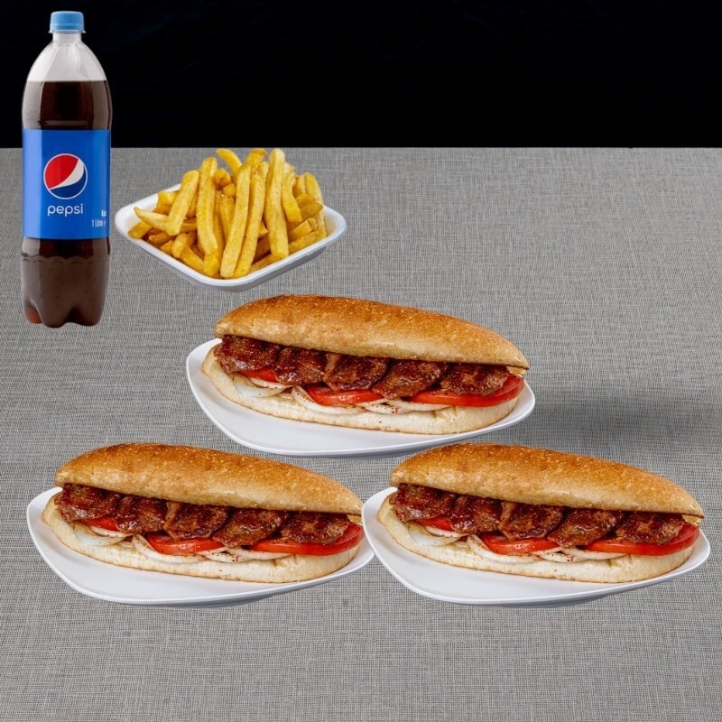 3'lü Ekmek Arası Köfte Menü