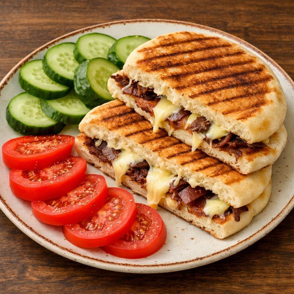 Kavurmalı Kaşarlı Bazlama Tost