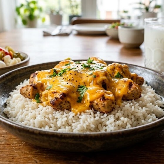 Pilav Üstü Cheddar Peynirli Tavuk
