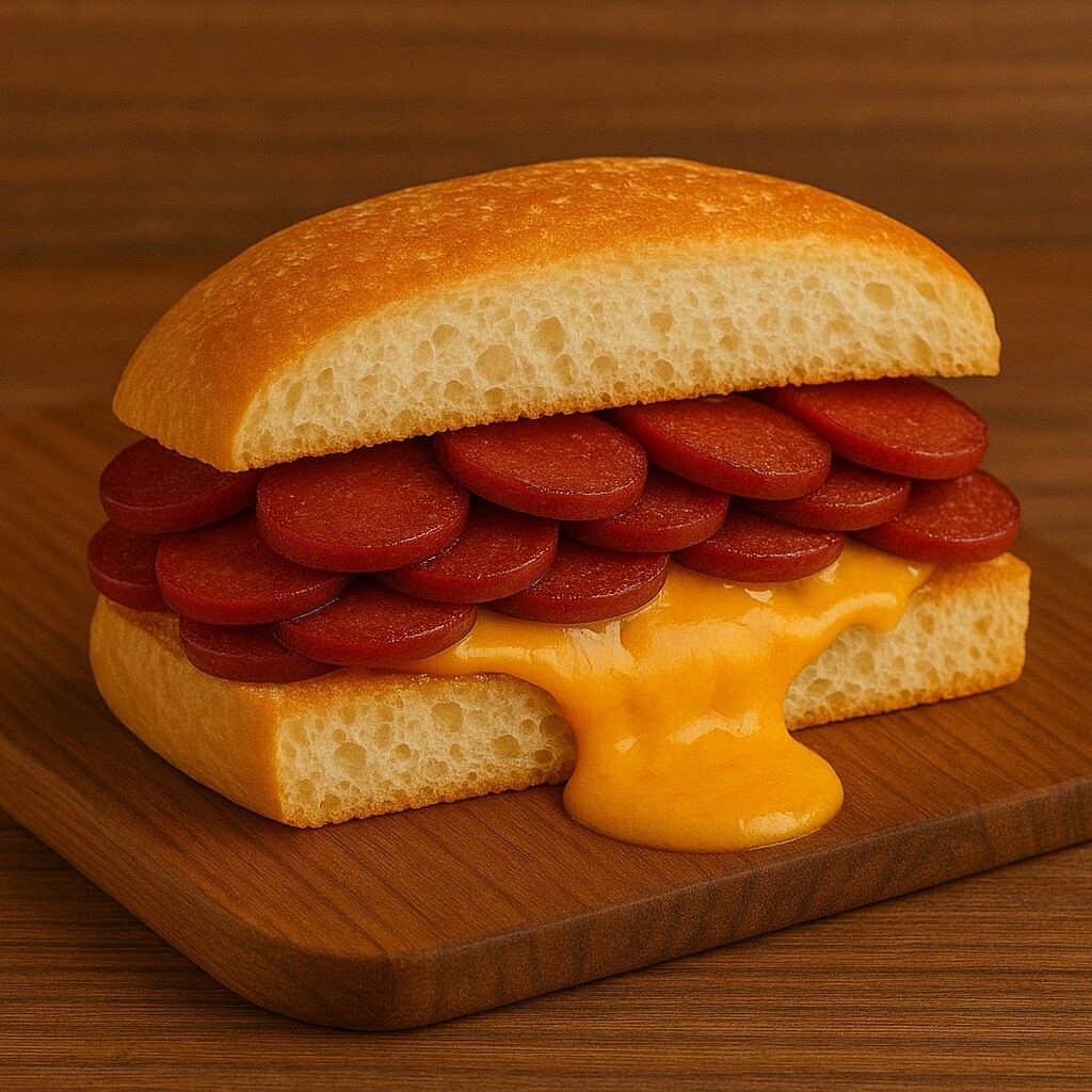 Cheddar Peynirli Sucuklu Sanayi Tost Menü