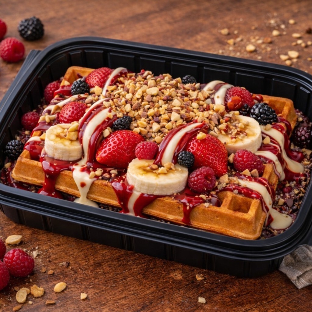 Premium Belçika bi sütlü & beyaz çikolata Waffle
