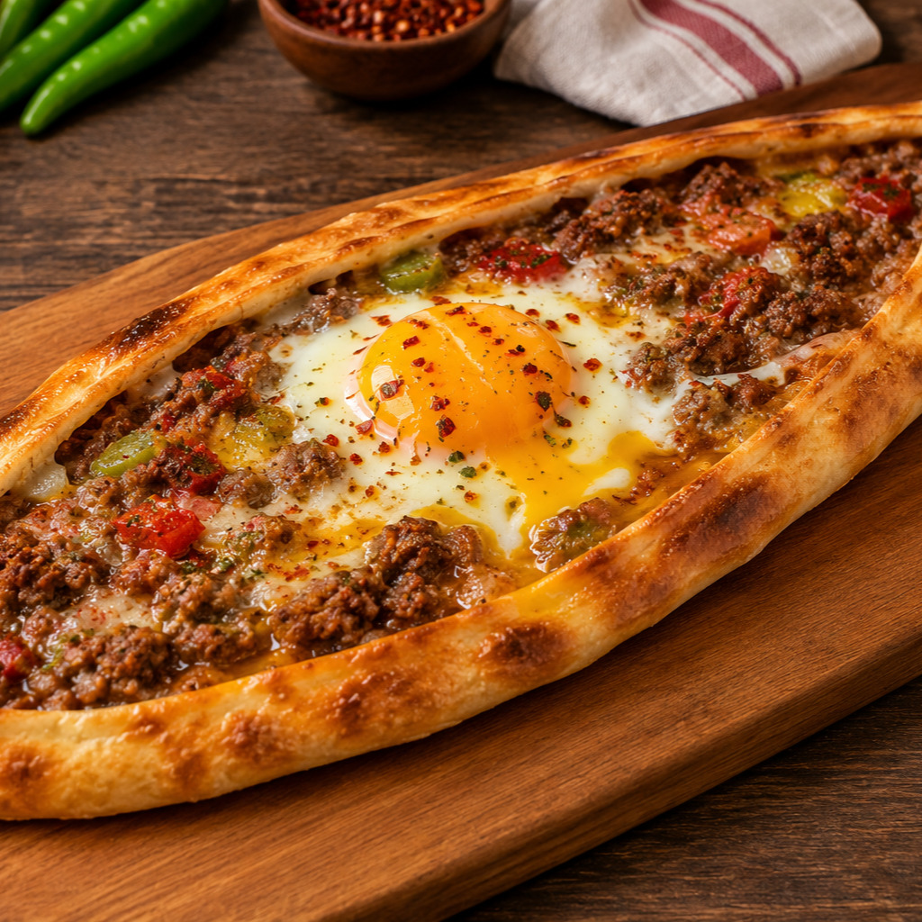 Kıymalı Yumurtalı Pide