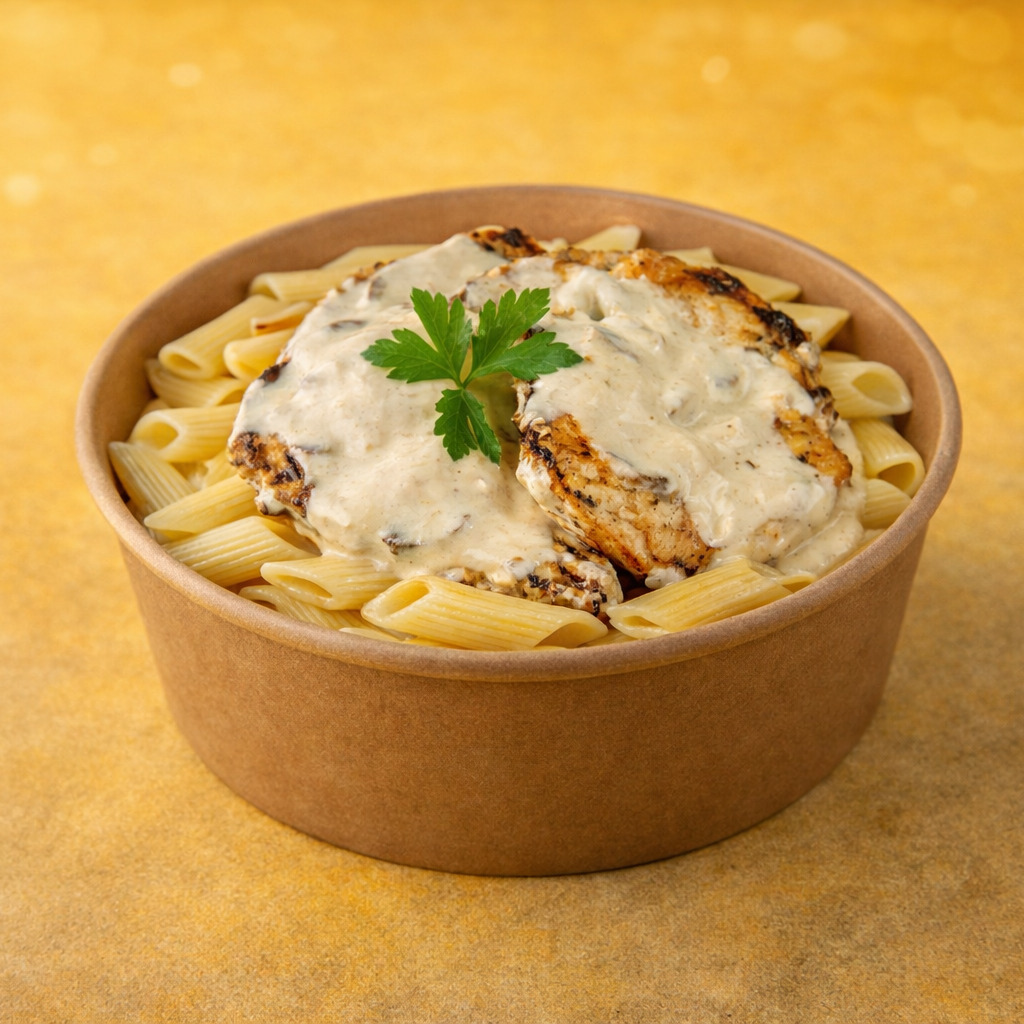 Makarna Üstü Kremalı Mantarlı Izgara Tavuk (400 gr)