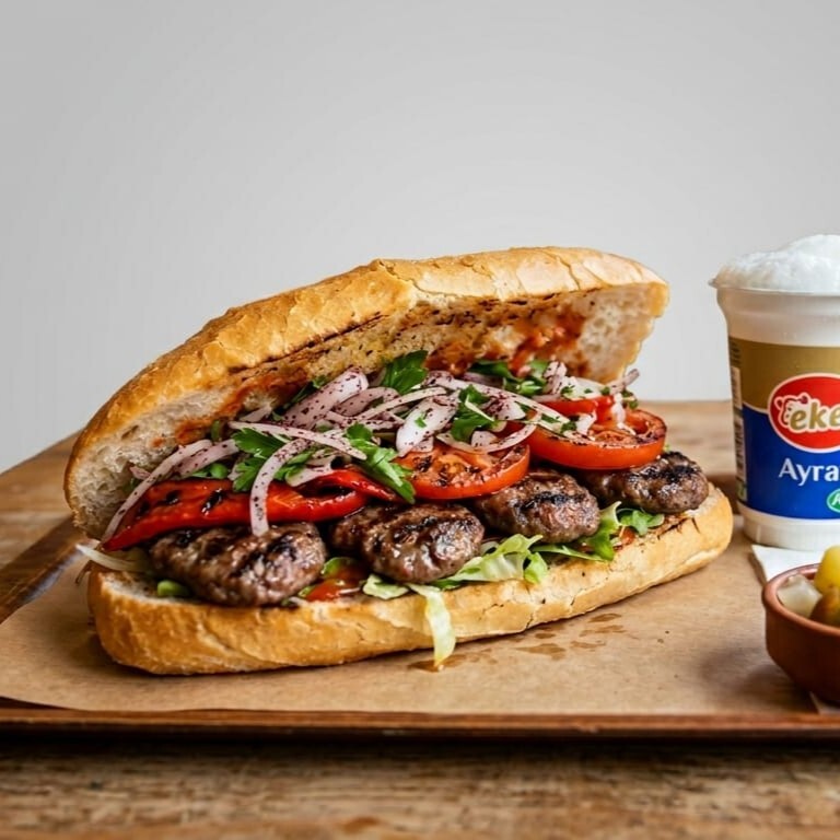 Tam Ekmek Arası Izgara Köfte küçük ayran Özel Sos