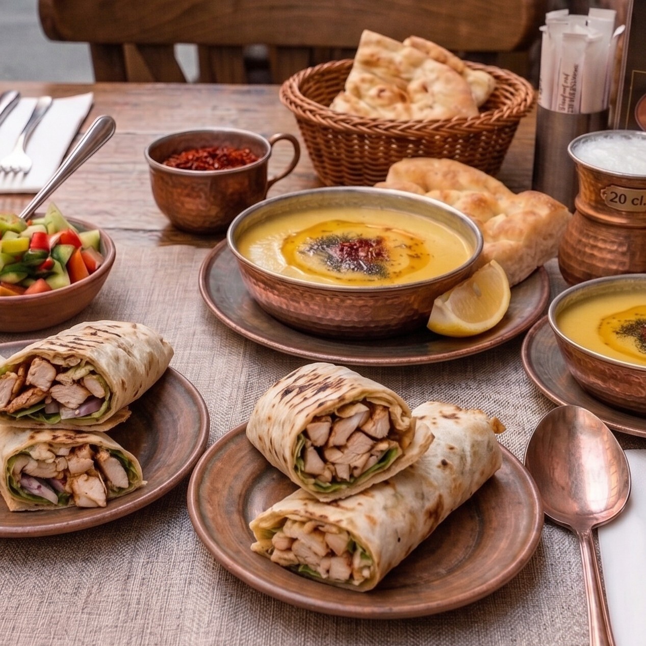2 Tavuk Döner Dürüm + 2 Mercimek Çorbası + 2 Ayran