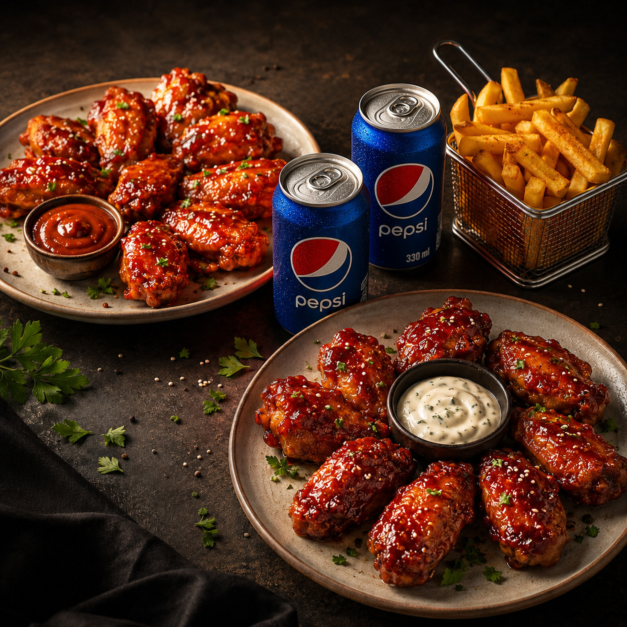 500gr Izgara Tavuk Kanat Menü (2 Kişilik)