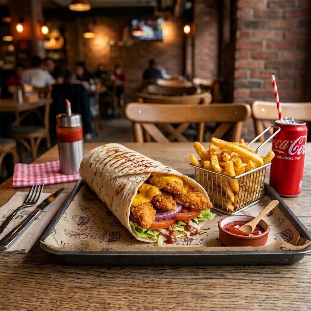 Chicken Wrap & Patates & İçecek