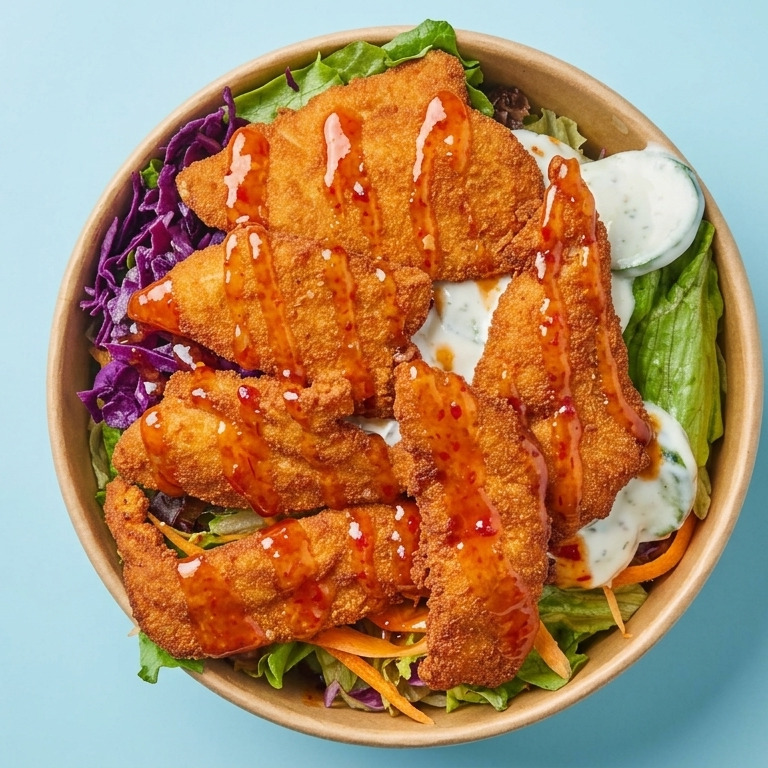Sweet Chili Soslu Schnitzel Salata