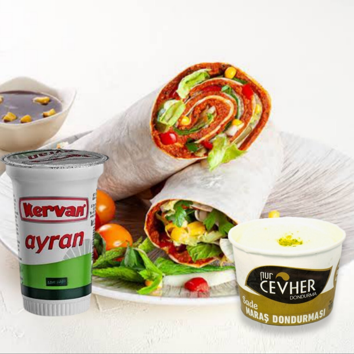 Çiğköfte Dürüm, Ayran, Dondurma Menü