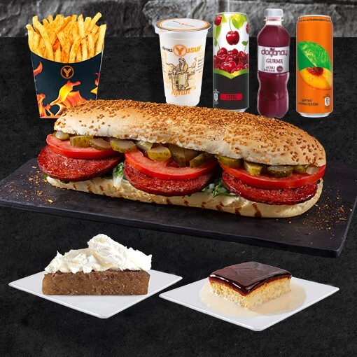 Dört Dörtlük Yarım Porsiyon Ekmek Arası Sucuk Menü