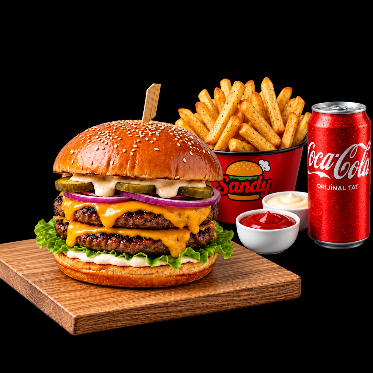 Double Cheese Sandy Burger Menü