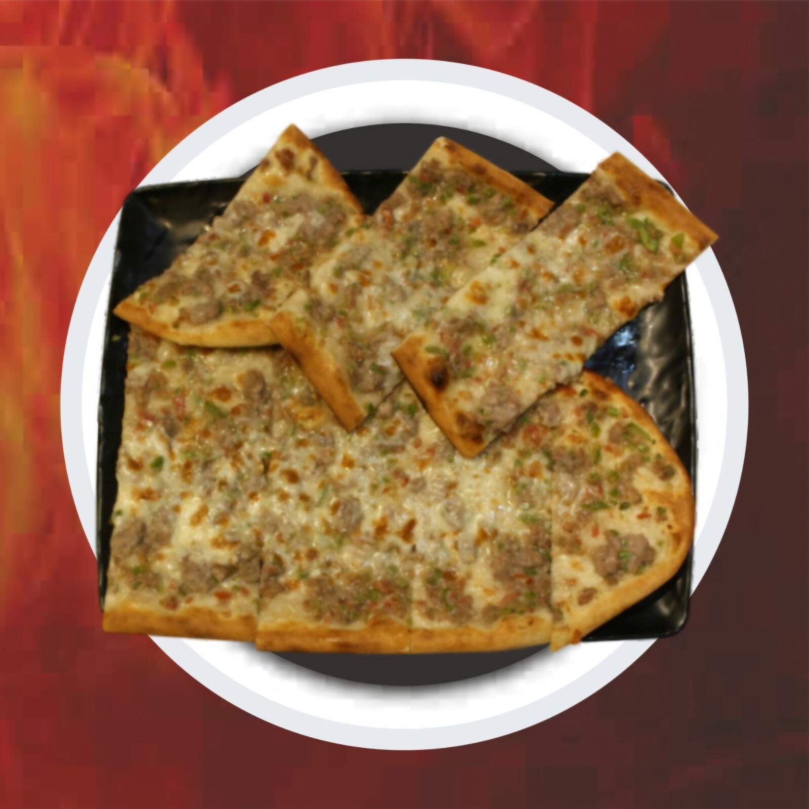 Kuşbaşı üstü kaşarlı Pide