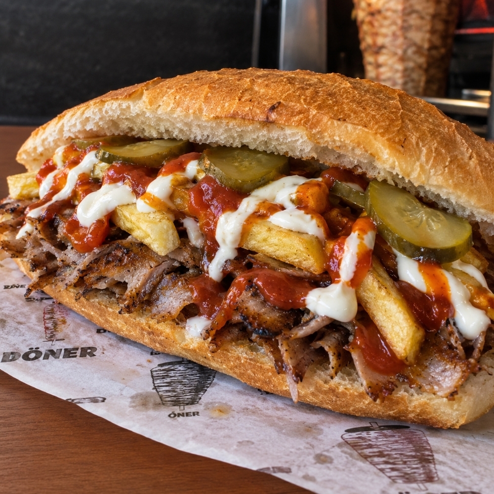 Tam Ekmek Et Döner+patates kızartması ve ayran (Menü)