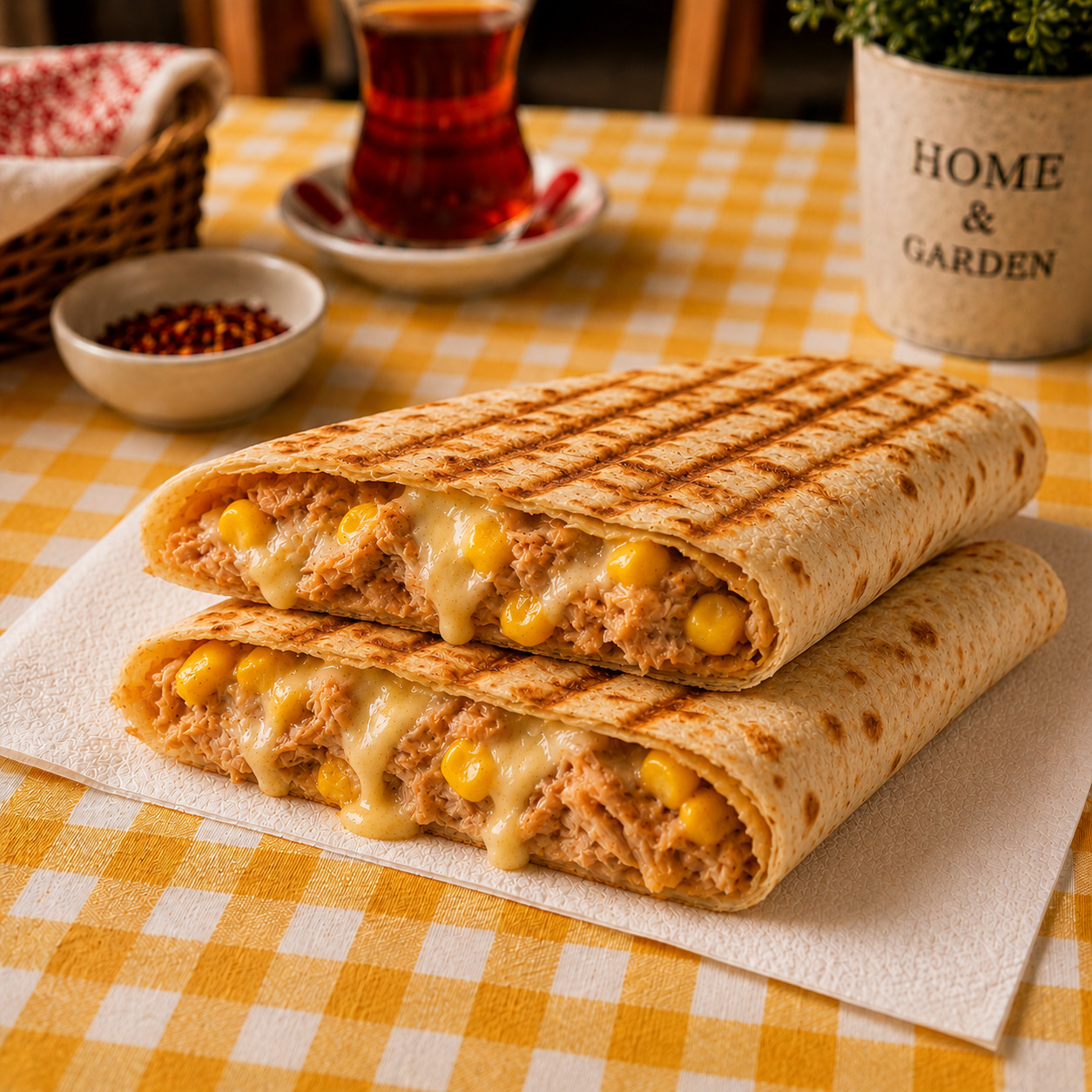 Ton Balıklı Dürüm Tost