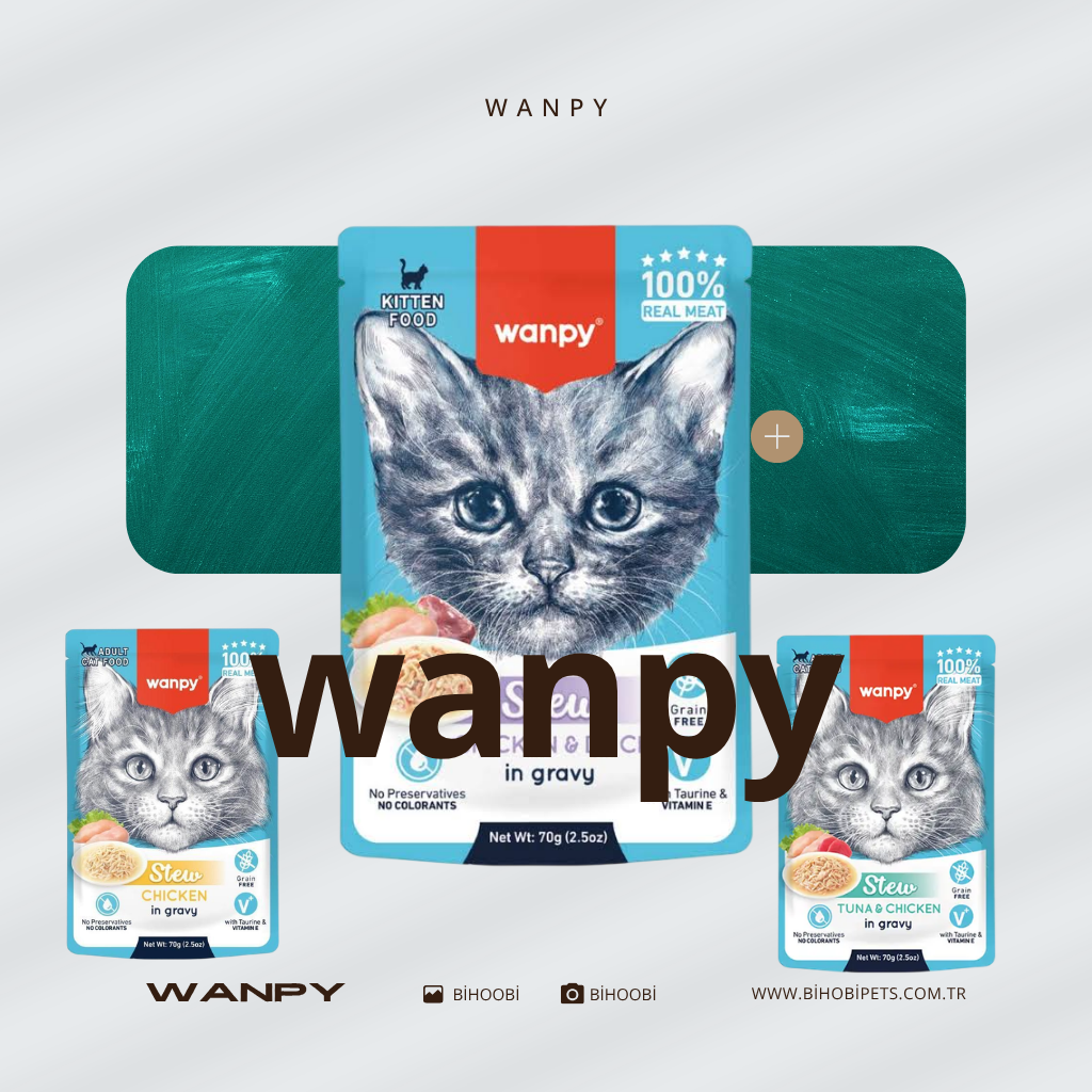 Wanpy Stew Tahılsız Kedi Yaş Maması 70g - Dilediğin 2 Adet Karışık Seçim Kampanyası!