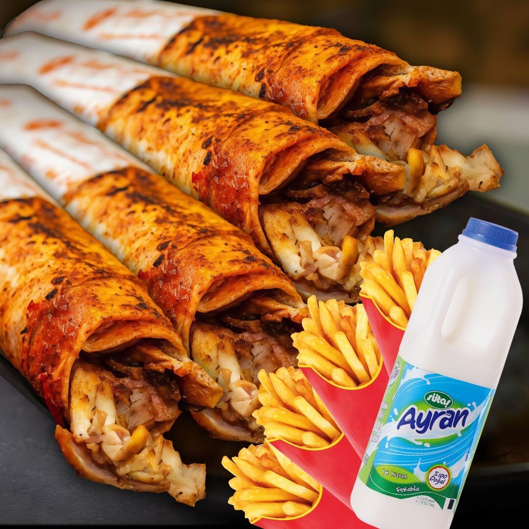 LAB - 4 Large Dürüm + 4 Patates + 1 Lt Sütaş Ayran