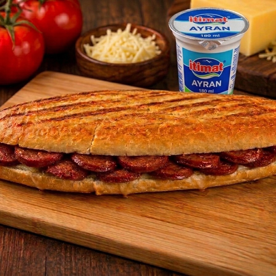 Sucuklu Sanayi Tostu + Ayran