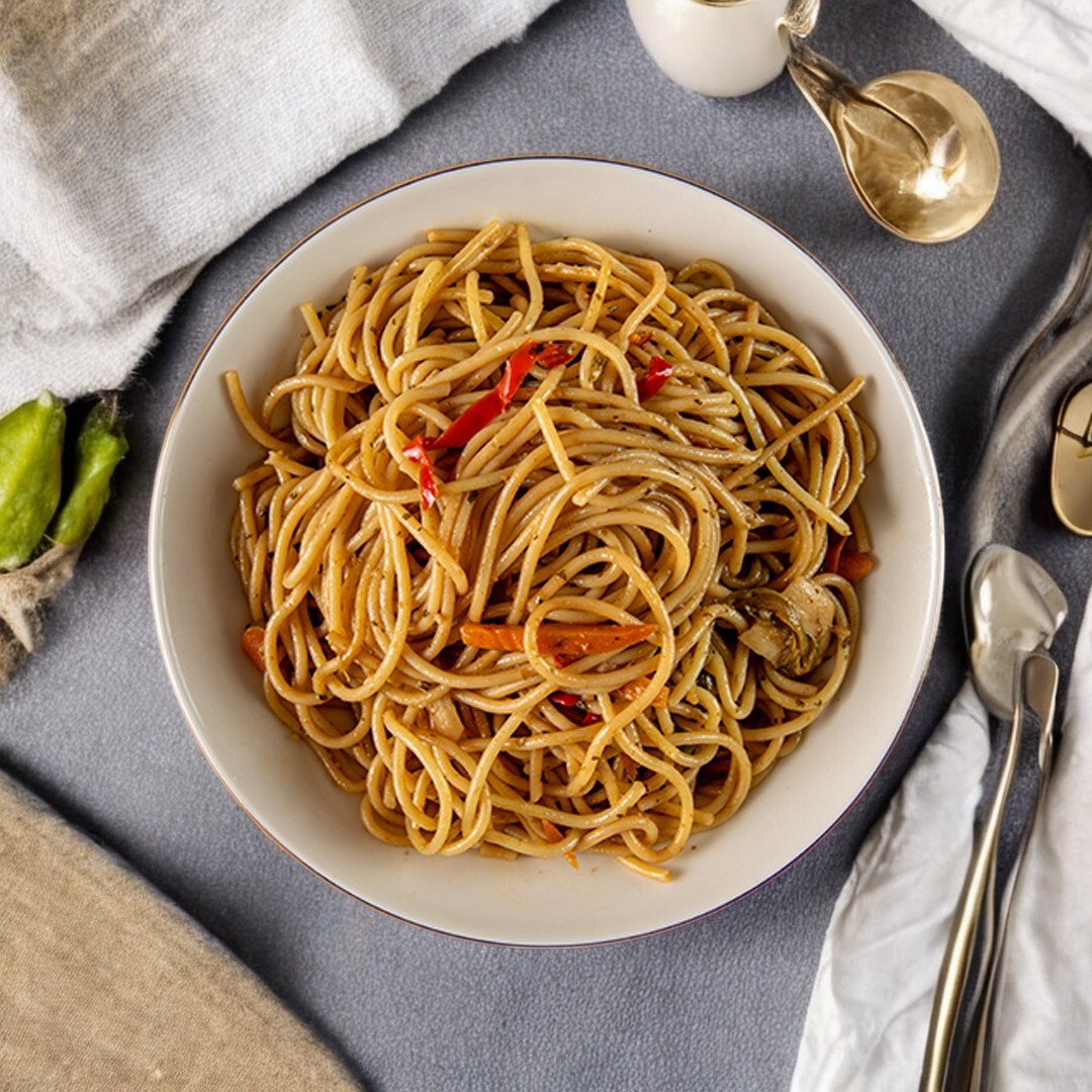 Renkli Tava Dansı (Spaghetti Sebzeli)
