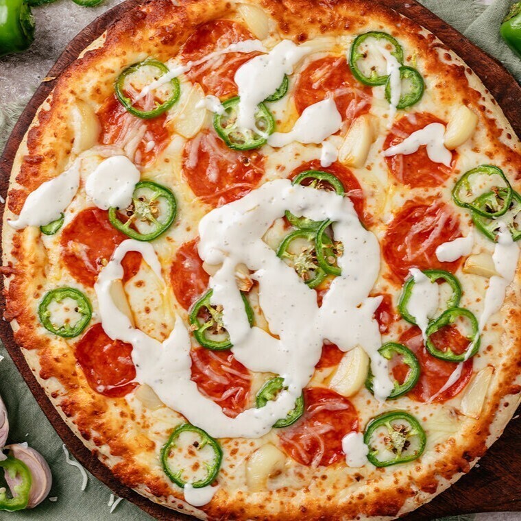 Mexica Ateşi Pizza Şöleni Vip Live Sos Acı Jalapenolu Sucuklu Mantarlı Gurme Pizza (Büyük Boy)