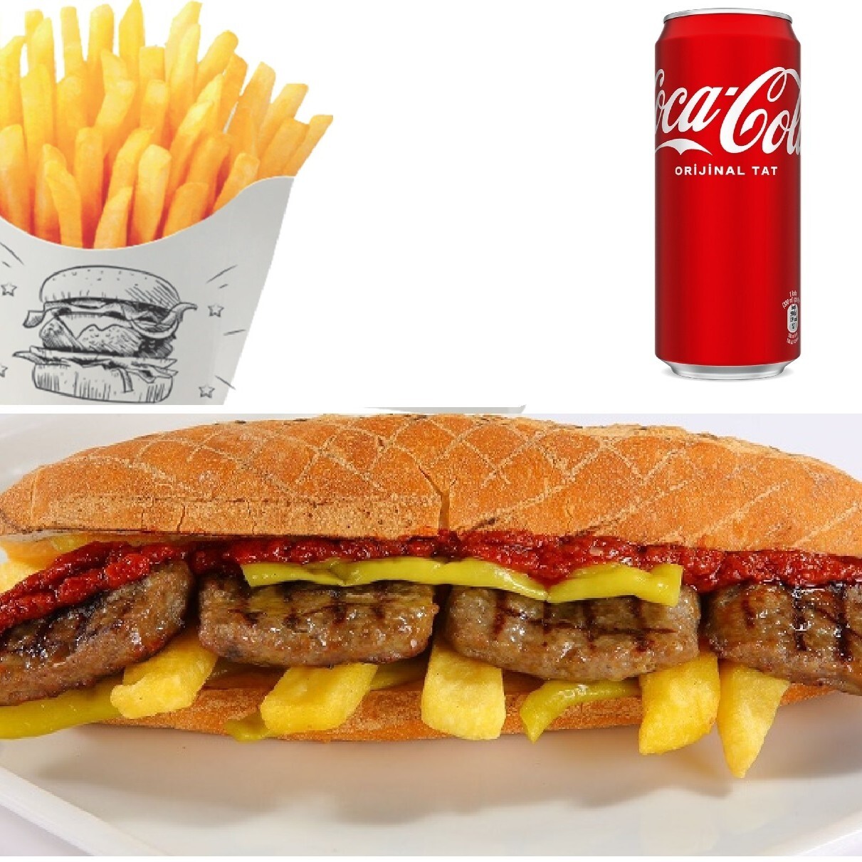Köfte Yarım Menü (120 gr) + Coca Cola 330