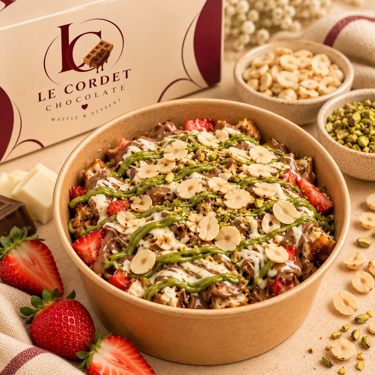 Le Cordet Antep Fıstığı Çikolatalı Bowl Waffle