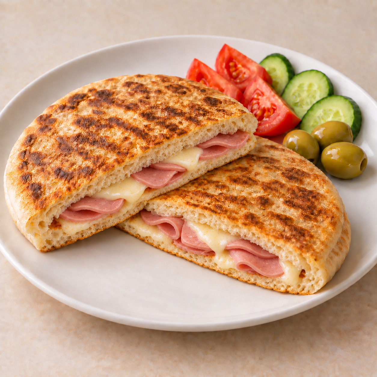 Salamlı Kaşarlı Bazlama Tost