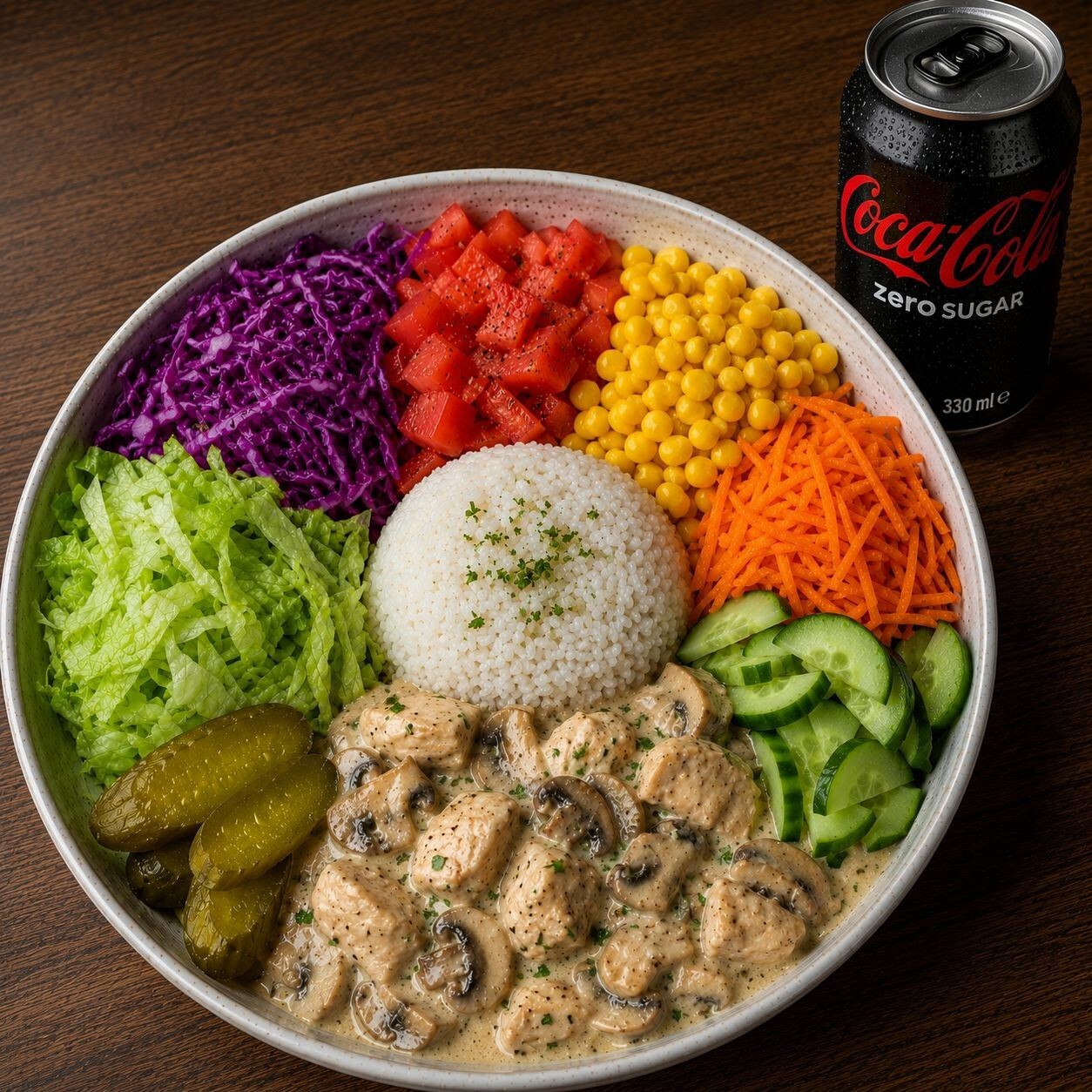 Kremalı Mantarlı Tavuk Bowl + Cola Cola