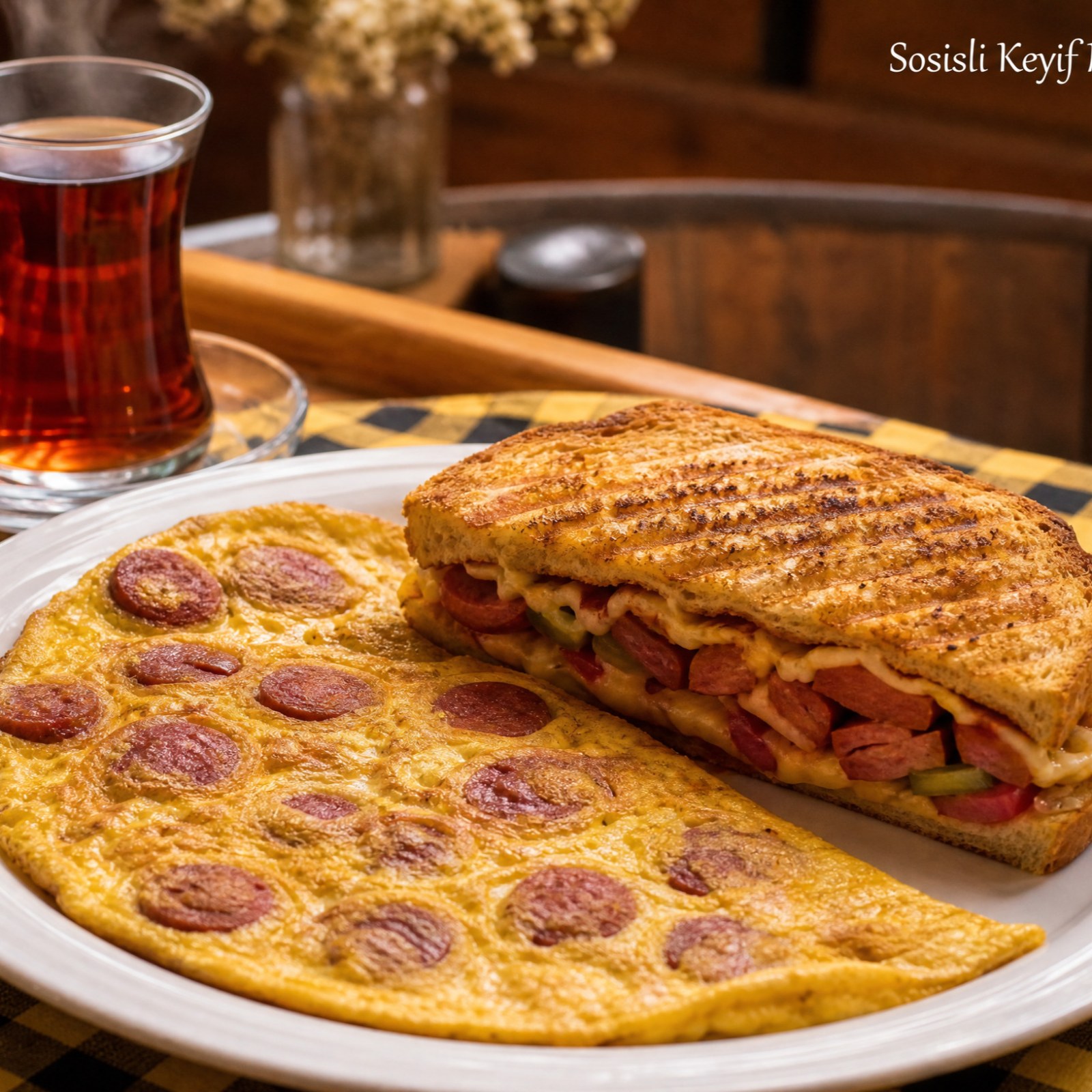 Sosisli Omlet + Full Karışık Tost