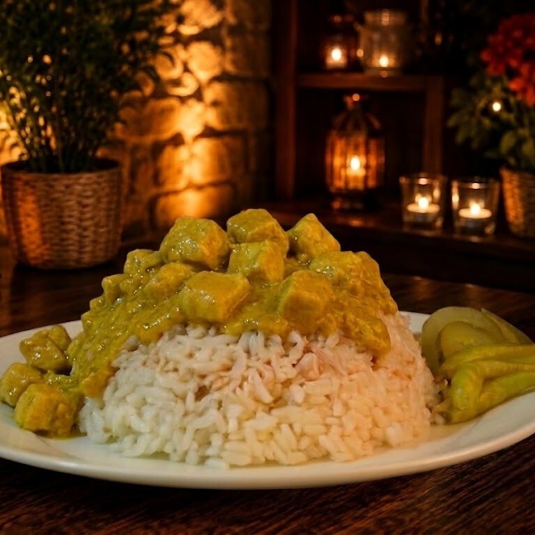 Kremalı Köri Soslu Tavuklu Pilav
