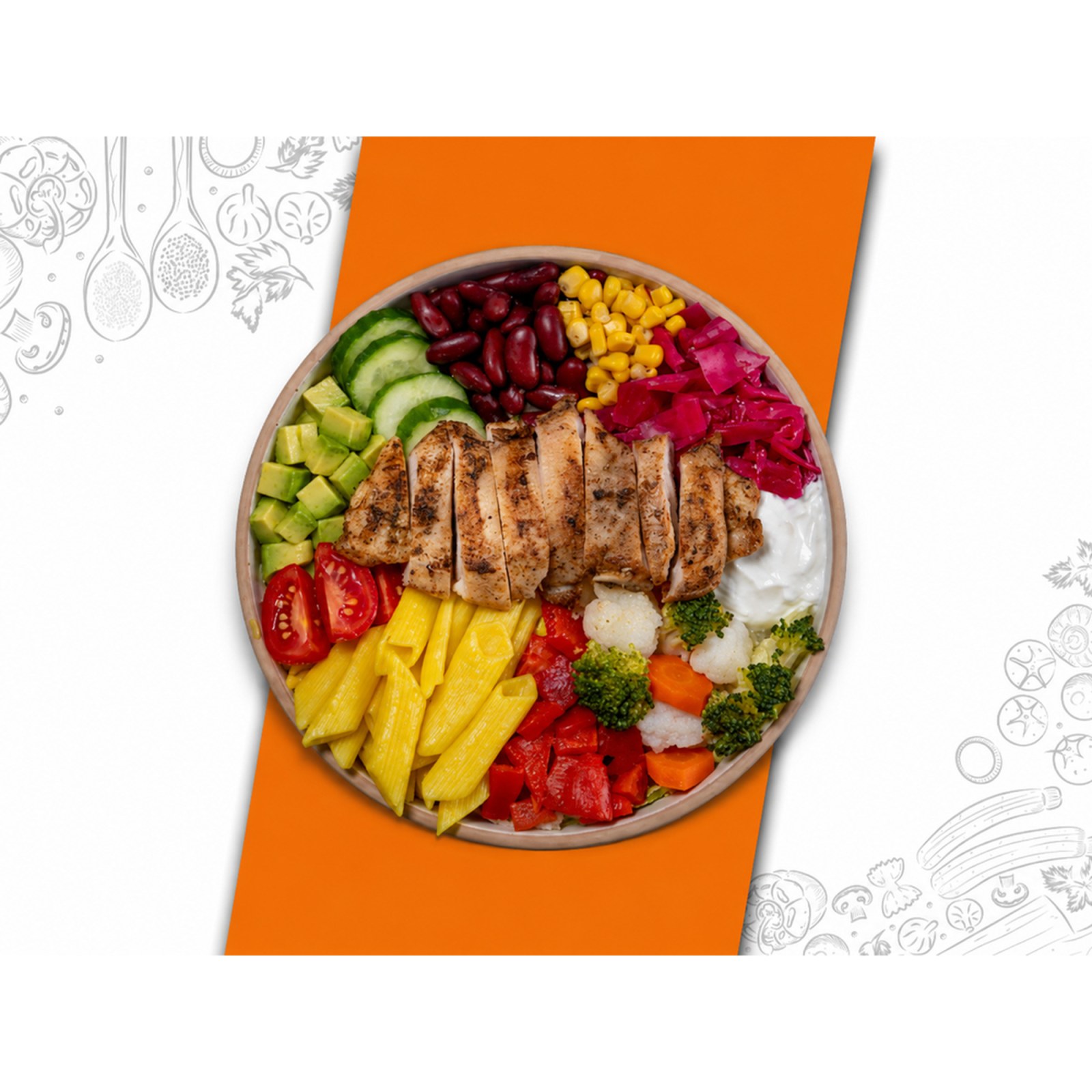 Pirzola Tavuklu Makarnalı Bowl Kase