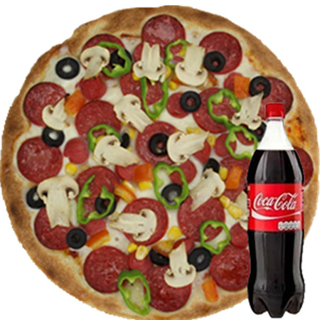 Maksimus Pizza Menü(Büyük karışık+litre kola)