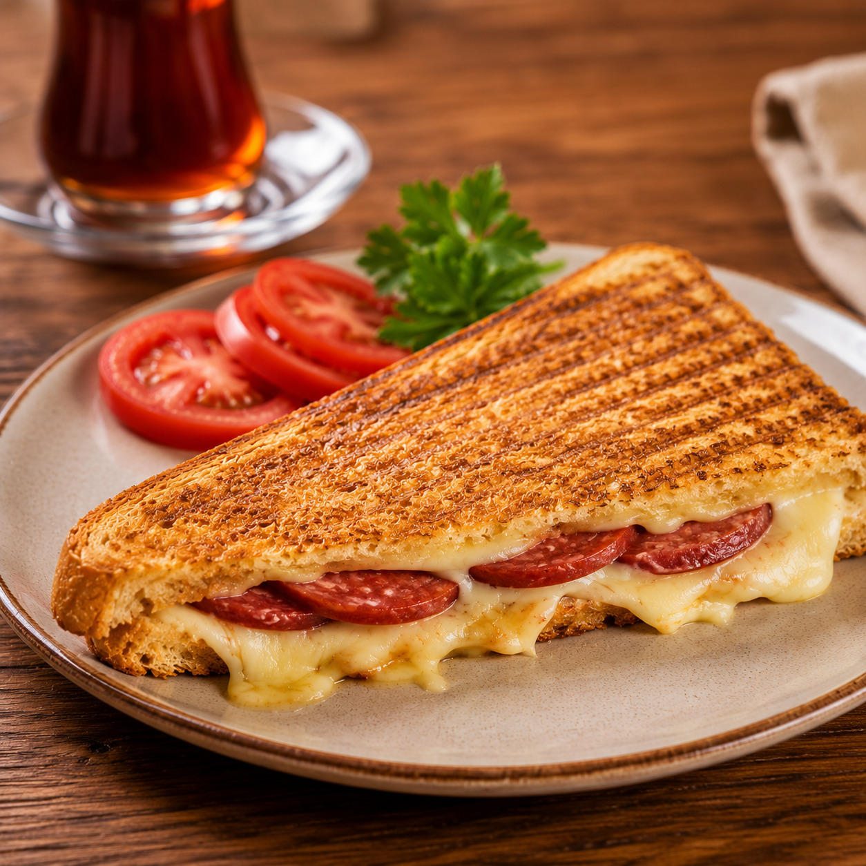 Sucuklu Kaşarlı Tost