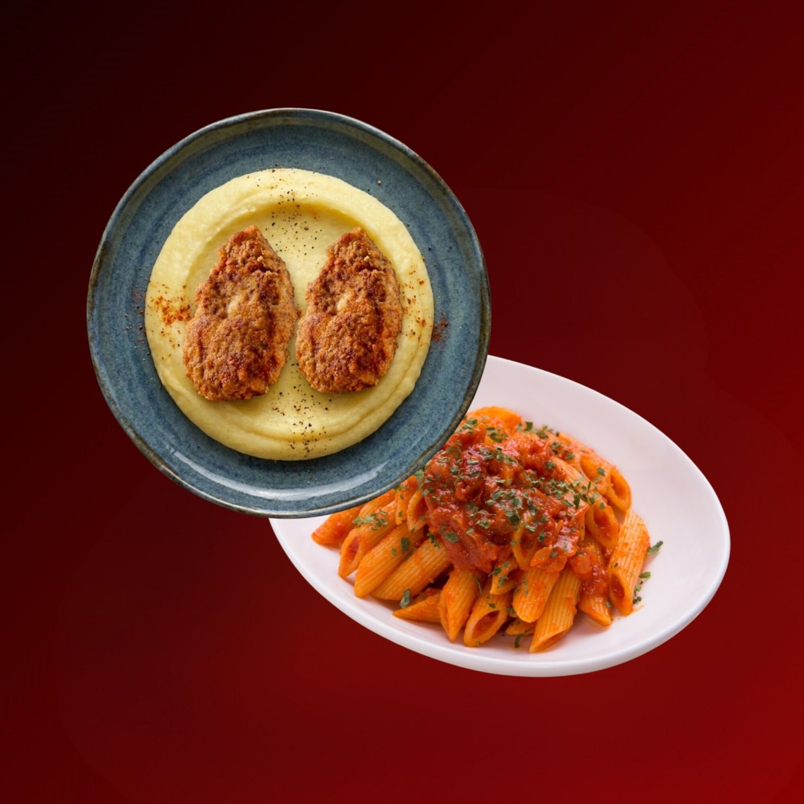 Püreli Kadınbudu Köfte & Soslu Makarna